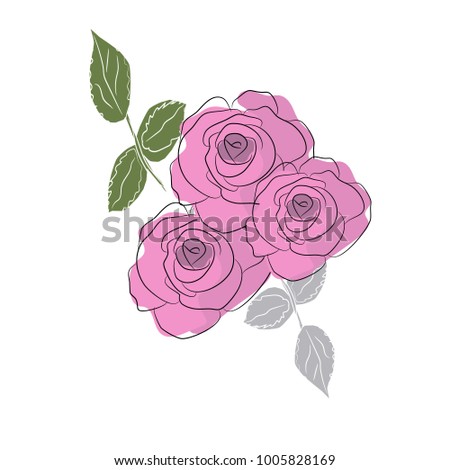 Blooming vector roses on a white background.