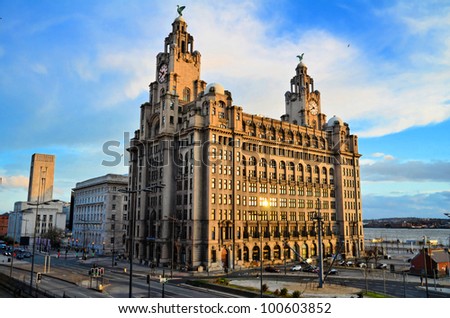 The Royal Liver Building on the Pierhead at Liverpool
