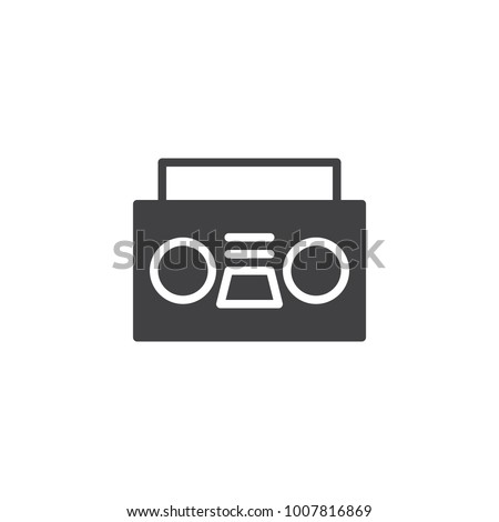 Radio, cassette player icon vector, filled flat sign, solid pictogram isolated on white. Old music player symbol, logo illustration.
