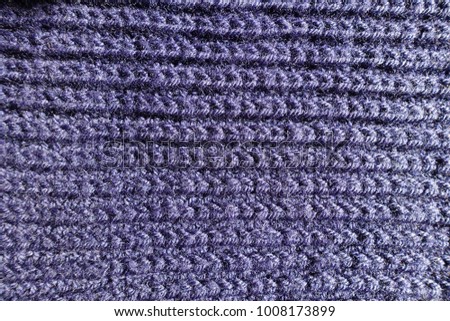 Texture of purple handmade rib knit fabric