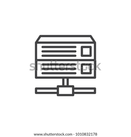 Database server line icon, outline vector sign, linear style pictogram isolated on white. Computer rack server symbol, logo illustration. Editable stroke