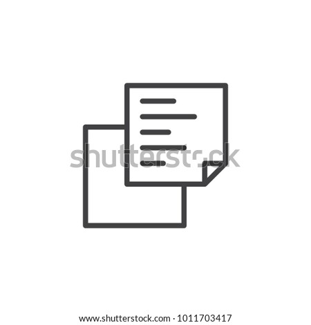 Document copy line icon, outline vector sign, linear style pictogram isolated on white. Sticky notes symbol, logo illustration. Editable stroke