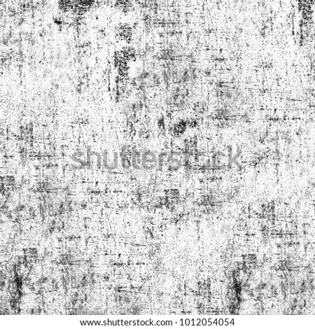 Grunge texture black and white. Abstract monochrome pattern of cracks, chips, spots, lines. Dark background for printing and design. Vintage old surface is dirty