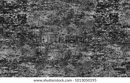 Texture grunge. Black and white monochrome pattern with ink spots, lines, cracks, chips. Abstract vintage dark background