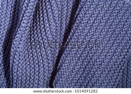knitted blue scarf closeup