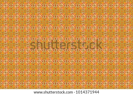 Used as digital wallpaper and technology background. Abstract raster geometry surfaces, lines and points seamless pattern in yellow, green and orange tones.