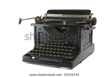 An old antique typewriter isolated on white.