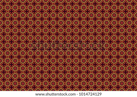 Raster abstract kaleidoscope background in brown, yellow and red colors. Multicolor mosaic texture. Unique kaleidoscope design. Beautiful kaleidoscope seamless pattern.