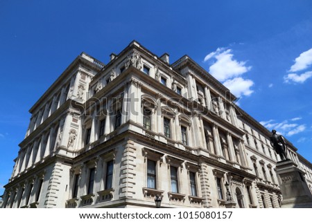 London, UK - The Exchequer, also known as Her Majesty's Treasury building.