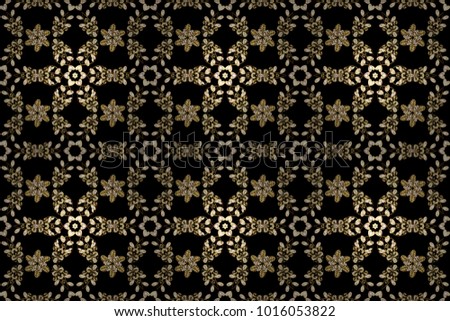 Oriental style arabesques golden pattern on a colors with golden elements. Raster golden pattern. Seamless textured curls.