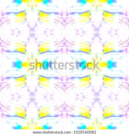 Bright kaleidoscope pattern. Watercolor elements. Shibori print. Batik tie-dye. Abstract decorative motif. Seamless tile pattern for fashionable fabric, furniture, cloth print, interior decoration


