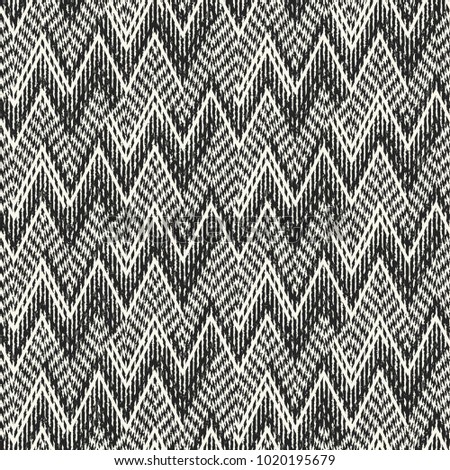 Abstract Monochrome Zigzag Graphic Motif Complexity Textured Background. Seamless Pattern.