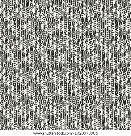 Abstract Monochrome Chaotic Zigzag Stroke Graphic Motif. Seamless Pattern.