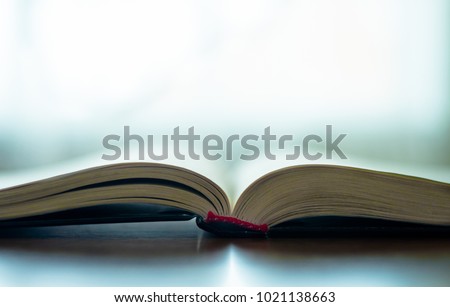 Close up of opened book's pages, education