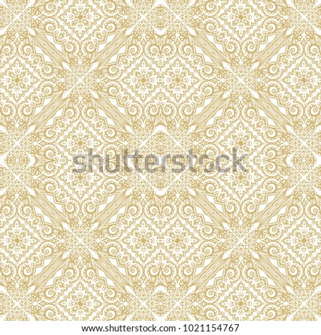 Golden vintage seamless ornamental vector pattern