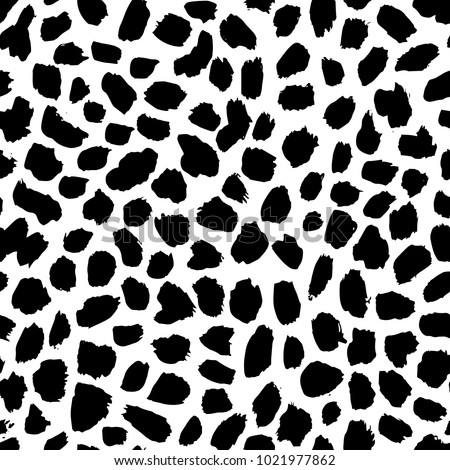 
Abstract vector  seamless pattern with spots  in memphis style.  Creative background for print, textile, wear, magazines, template, card, poster, flyer design, brochure. Black and white colors.