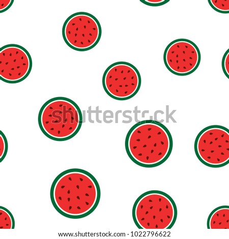 Watermelon seamless pattern background icon. Business flat vector illustration.  Juicy ripe watermelon fruit sign symbol pattern.