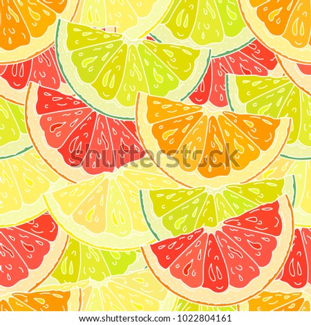 Seamless pattern with sliced citrus.