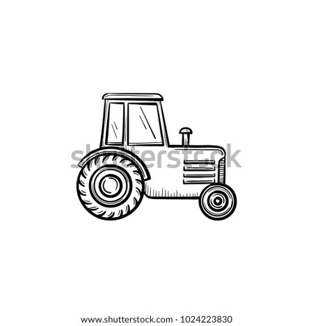Vector hand drawn Tractor outline doodle icon. Tractor sketch illustration for print, web, mobile and infographics 