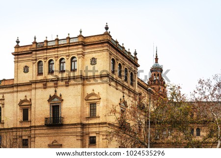 Andalusian style building in Sevilla city, Spain