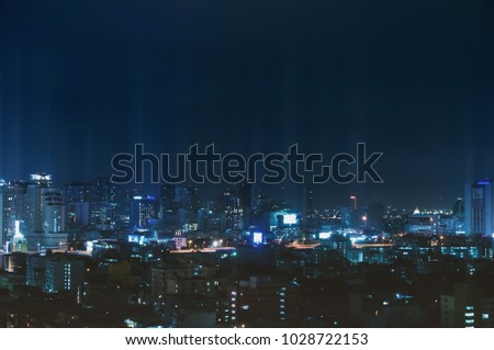 Bangkok night view with skyscraper in business district in Bangkok Thailan