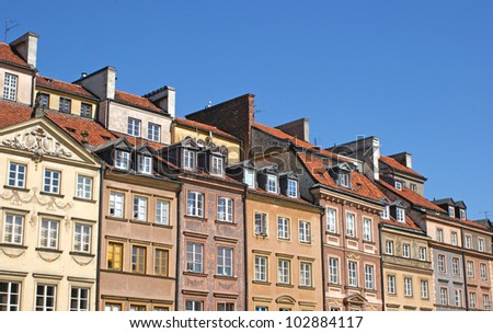 Typical reconstructed houses in the center of the old town, Warsaw