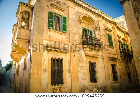 Historic old medieval architecture building in Imdina, Malta