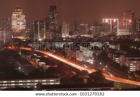 Bangkok night view with skyscraper in business district in Bangkok Thailan