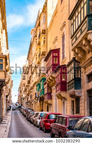 Colorful Streets of Valletta Malta, City trip at the capital of Malta with is Streets full of color balcony`s