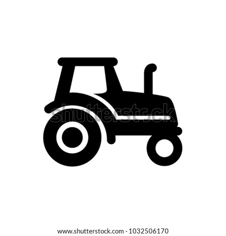 Vector simple design logo icon of black trucktor isolated on white background