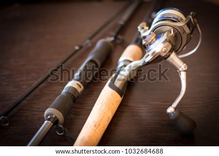 Fishing tackle-fishing spinning. background.