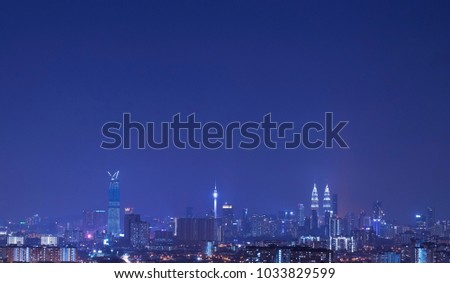 Kuala Lumpur city scape during blue hour.Kuala Lumpur night scenery during blue hour.
