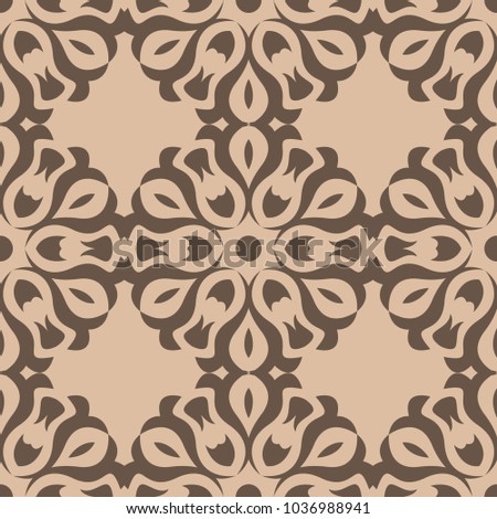 Floral background with brown beige seamless pattern. Design for wallpapers and textile