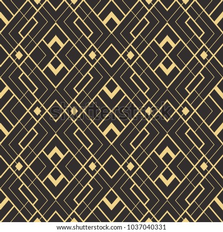 Vector modern geometric tiles pattern. golden lined shape. Abstract art deco seamless luxury background.