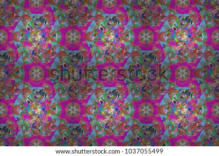 Seamless pattern with raster on a blue, magenta and pink colors. For wrap, wallpapers, backgrounds and scrapbooks. For Merry Christmas, Happy New Year products.