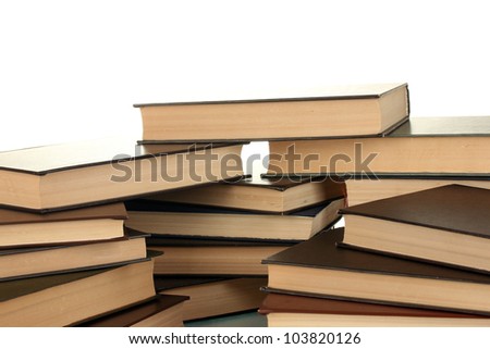 pile of books on white background close-up