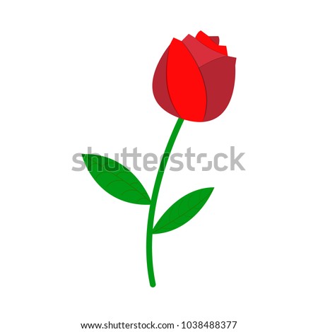 Rose Icon. Love and Gifts for Web on white background. Flat Vector Illustration.
