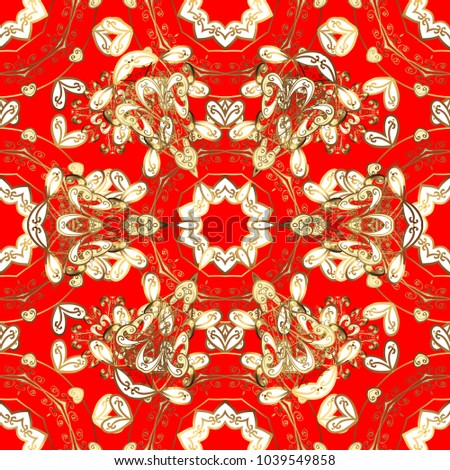 Seamless background. Graphic modern seamless pattern on red, white and brown colors. Seamless floral pattern. Wallpaper baroque, damask.