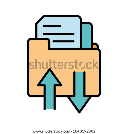 line color file folder with loading documents information