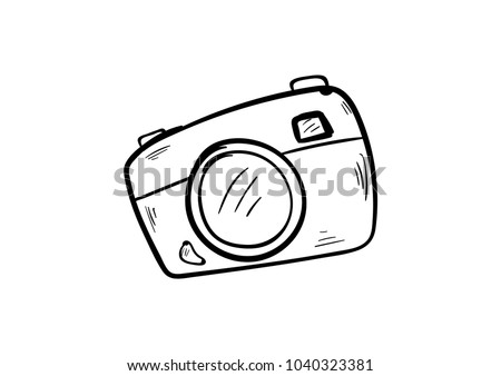 camera doodle icon vector 