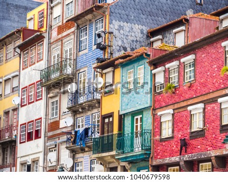 Colorful architecture in the Old Town of Porto in Portugal