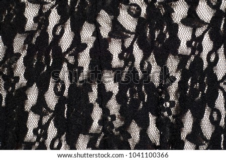 Texture, background, pattern. Black lace. Introducing the fine side of nature, this white mesh with black foliage embroidery is not to be missed! Elegant display of foliage covers the white mesh