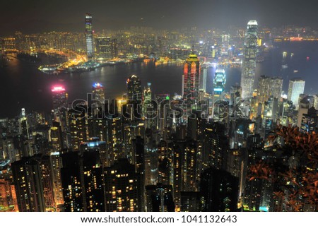 Topview of Hongkong City at Night