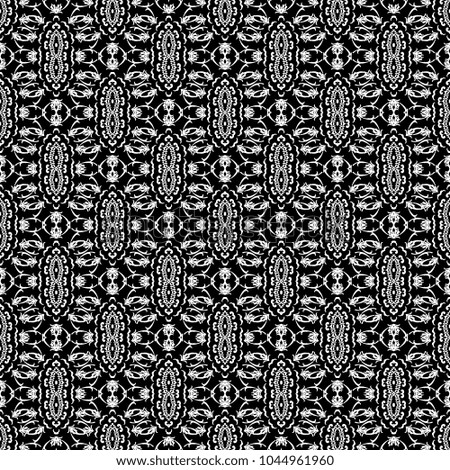 Raster Grey Ornamental Seamless Line Pattern. Endless Texture. Oriental Geometric Ornament