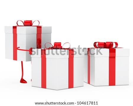 christmas red white gift box figure push