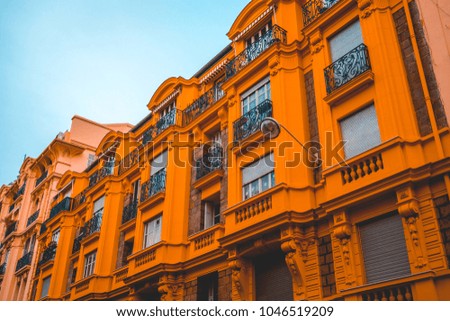 orange facade of residential houses