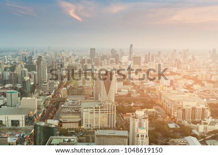 Bangkok city business downtown skyline, cityscape background Thailand