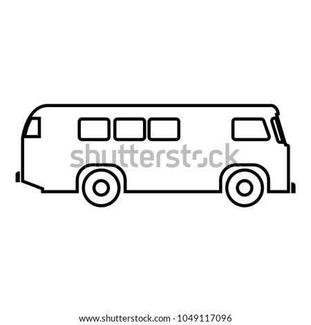Retro bus icon black color