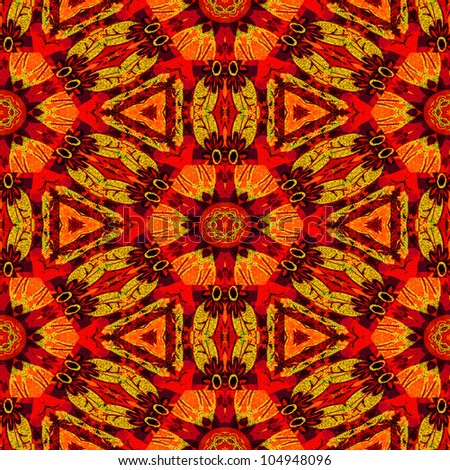 art vintage damask seamless pattern, red background