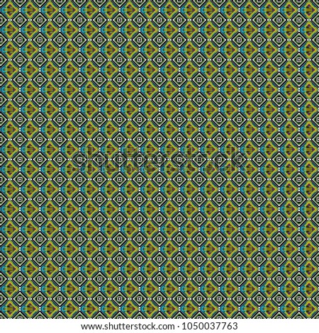 Decorative backdrop in green, black and orange colors can be used for wallpaper, pattern fills, page background, surface textures. Vector abstract geometric colorful seamless pattern for background.